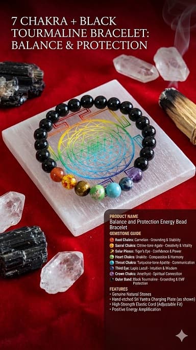 Seven Chakra + Tourmaline Bracelet