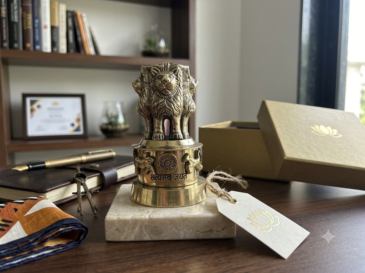 Brass Ashoka Pillar Statue