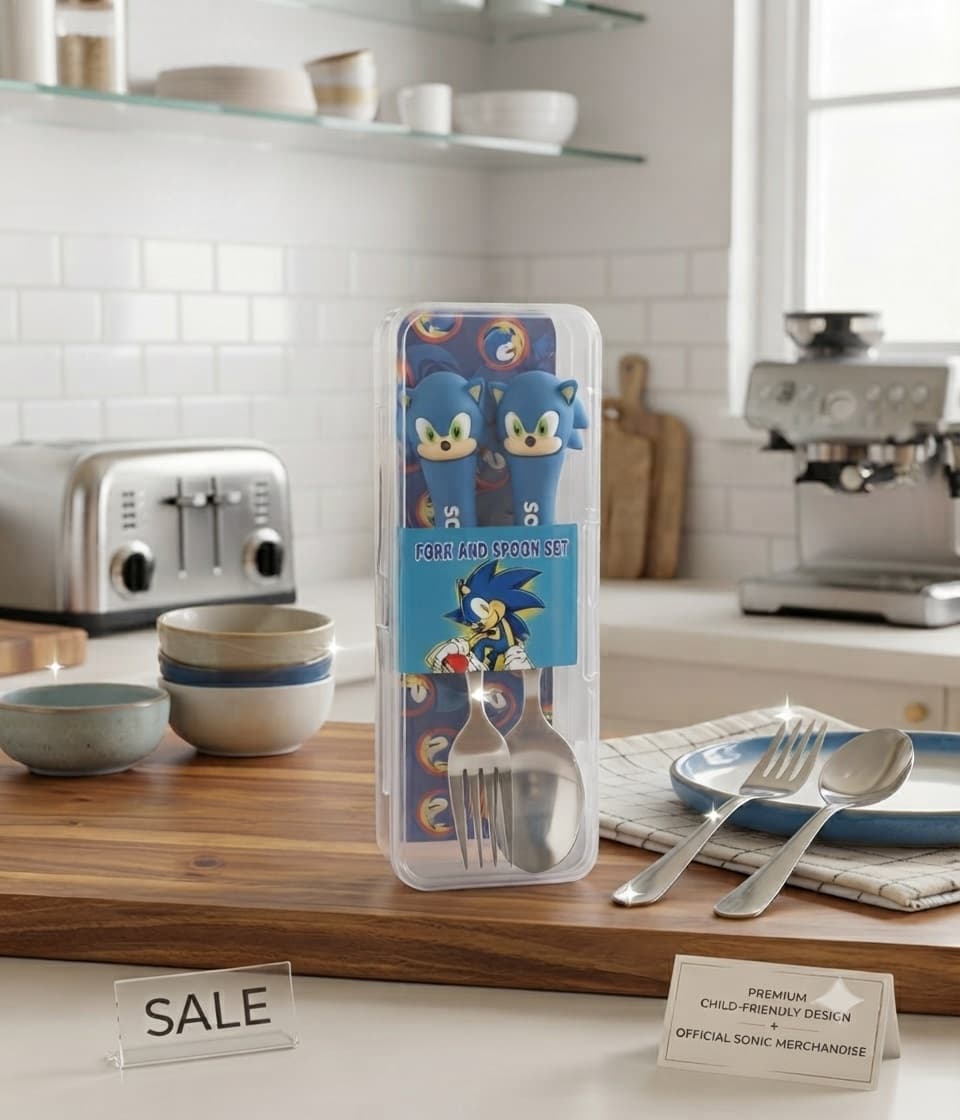 Sonic Character Stainless Steel Spoon & Fork Set