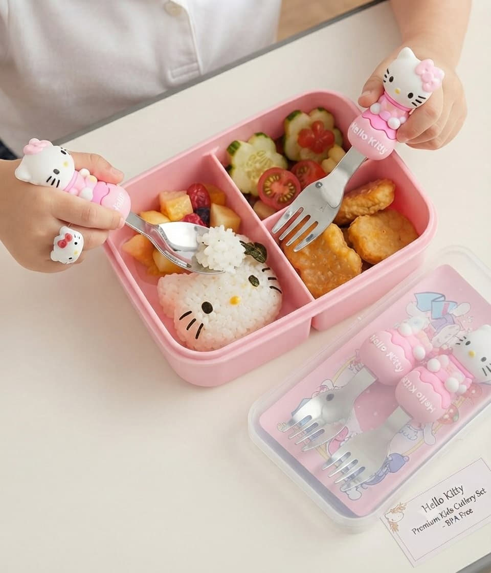 Hello Kitty Character Stainless Steel Spoon & Fork Set