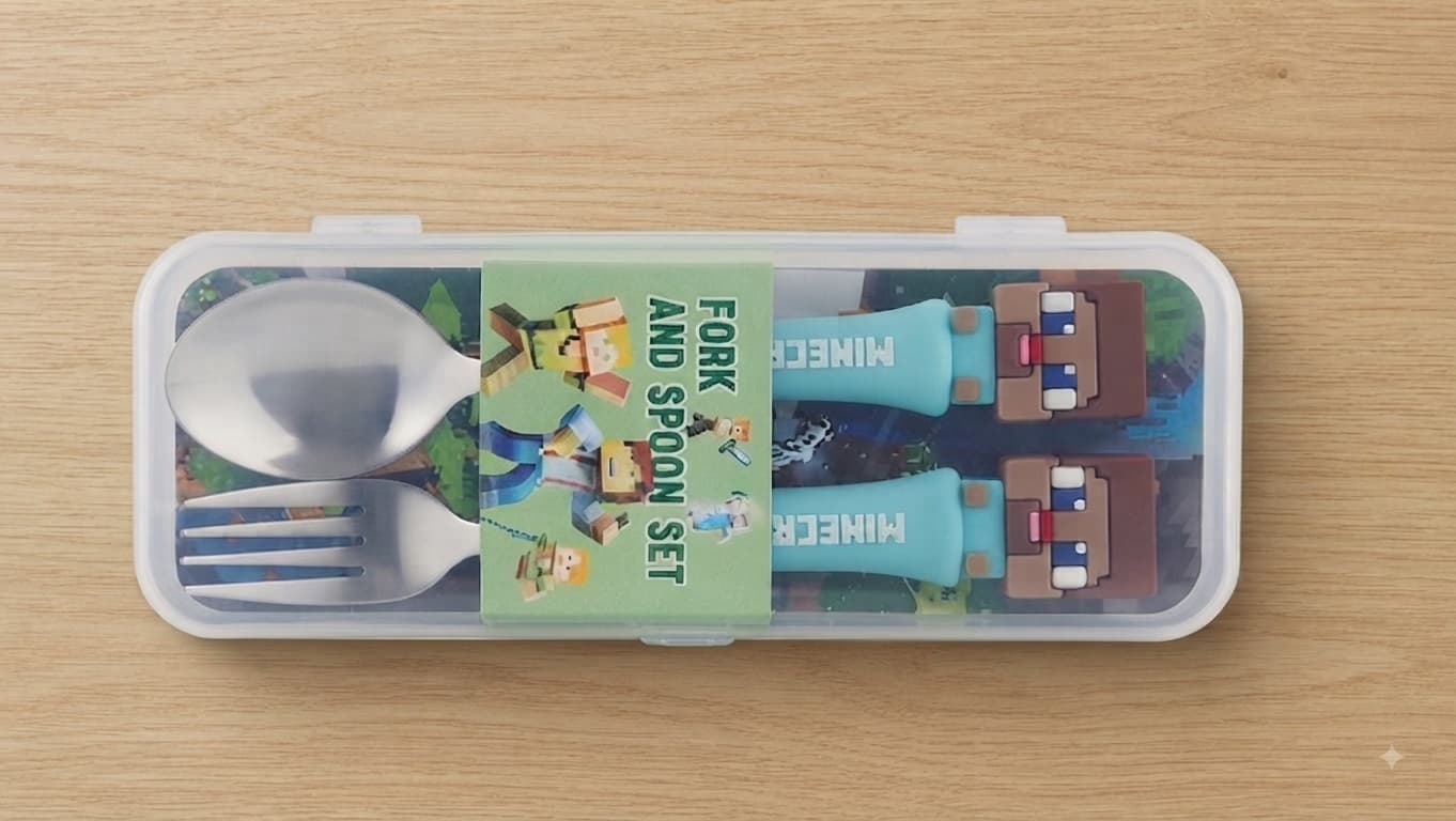 Mine craft Character Stainless Steel Spoon & Fork Set